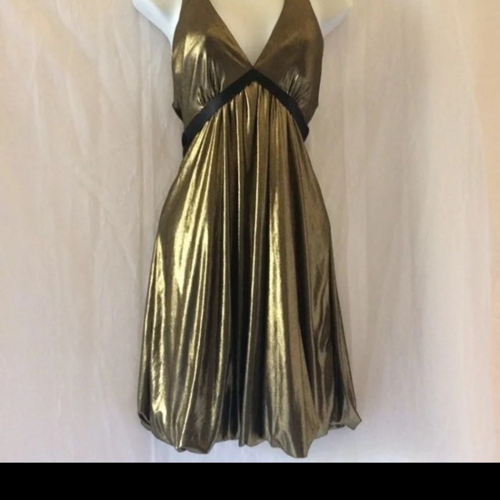 Gold Metallic Halter Dress